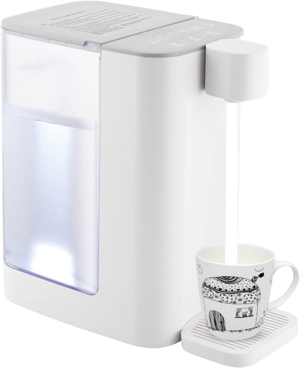 Instant Hot Water Dispenser, Countertop Water Dispenser System for Quick Heating & Outputting, Adjustable 5 Temperatures & 2 Water Outputs, 3L Water Tank Capacity,White