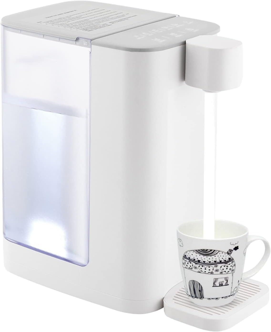 Instant Hot Water Dispenser, Countertop Water Dispenser System for Quick Heating & Outputting, Adjustable 5 Temperatures & 2 Water Outputs, 3L Water Tank Capacity,White
