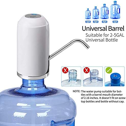 Water Bottle Pump, Electric Drinking Water Pump 5 Gallon Water Bottle Cooler Dispenser USB Charging Portable Water Dispenser
