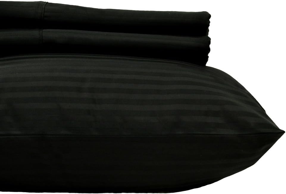 Royal Hotel Bedding Stripe Sheets - Top Split-Cal King: Adjustable California King Bed Sheets - 4PC Bed Sheet Set - 100% Cotton - 600 Thread Count - Deep Pocket, Top Split California King, Black