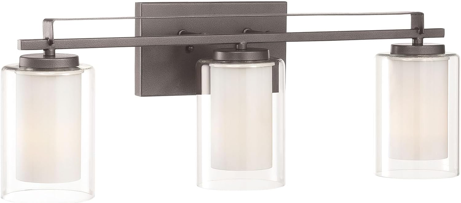 Minka Lavery 6103-172 Parsons Studio Vanity Bath Light, 3-Light, 300 Total Watts, 24-in H x 8.75-in W, Smoked Iron