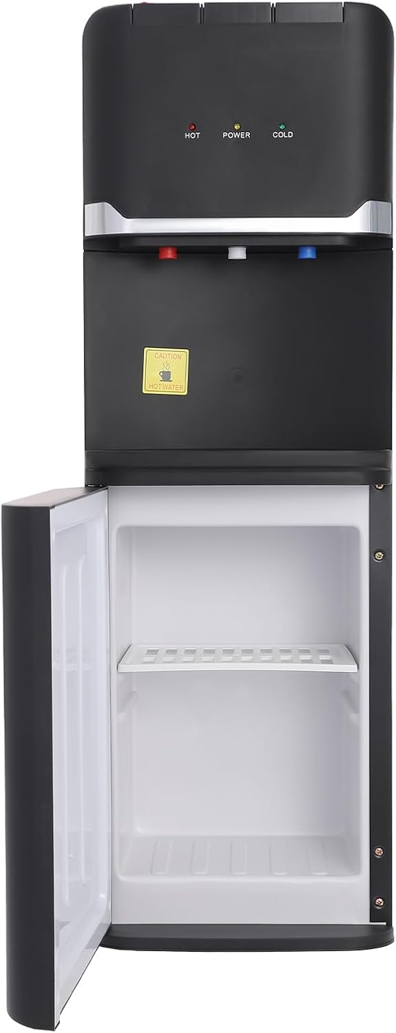 Top Loading Water Dispenser, 5 Gallon Hot & Cold Water Dispenser Freestanding Drinking Dispenser with 3 Temperature & Child Safety Lock for Office, Home (Black)
