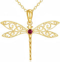 DOVRAN Real Solid Gold Birthstone Butterfly/Dragonfly/Bee/Hummingbird Necklace for Women Yellow Gold Animal Pendant for Christmas Dainty Jewelry Birthday Gifts for Mom Wife