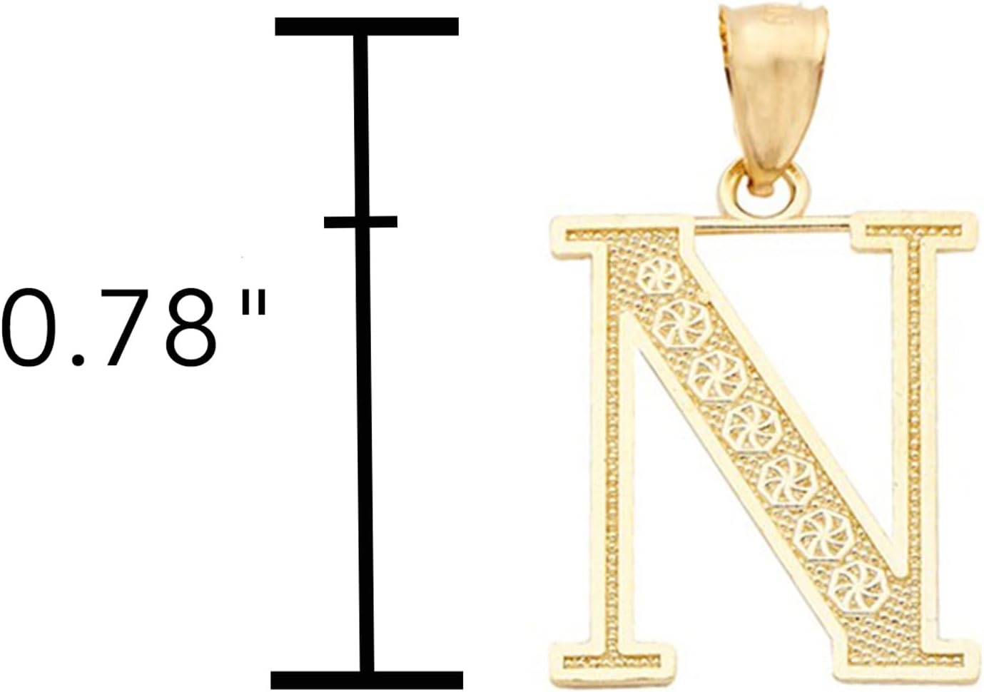 LoveBling 10K Yellow Gold Diamond Cut A to Z Alphabet Initial Letter Charm Necklace Pendant (Small Size)