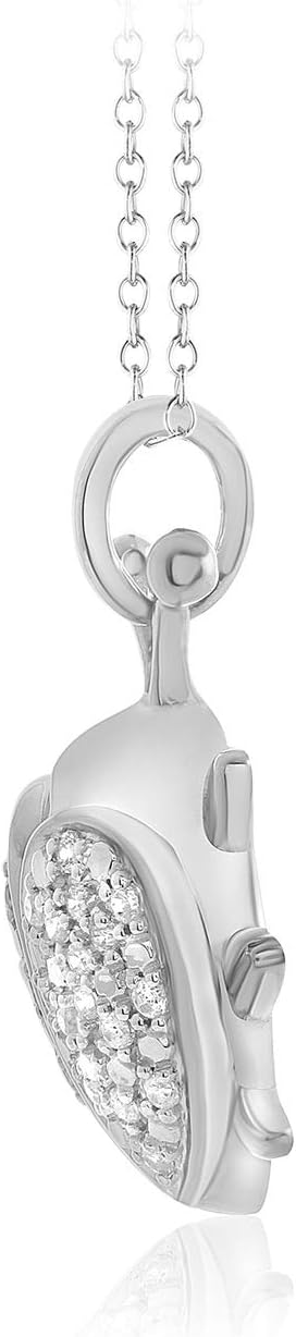 0.10 Cttw Moissanite Delicate Ladybug Pendant Necklace Jewelry Gifts for Women with 18' Inch Chain In 14K White Gold Over Sterling Silver (D Color & VVS1 / VVS2 Clarity)