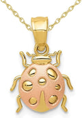 14K Yellow and Rose Pink Gold Ladybug Pendant Necklace with Chain