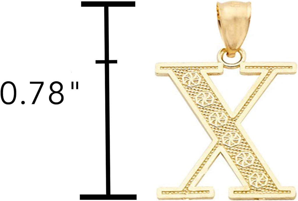 LoveBling 10K Yellow Gold Diamond Cut A to Z Alphabet Initial Letter Charm Necklace Pendant (Small Size)