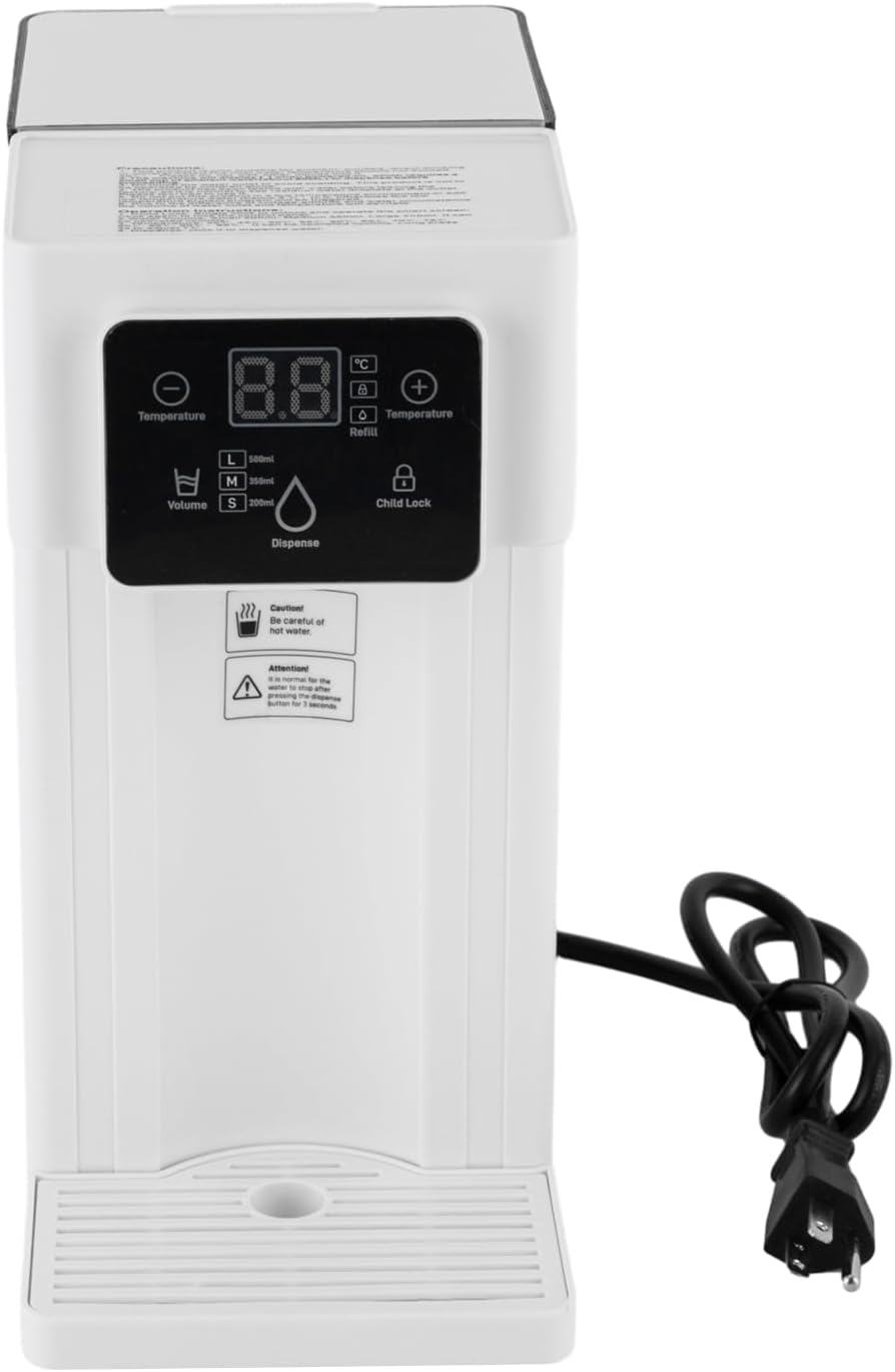 3L Instant Hot Water Dispenser, 1500W Countertop Water Filter with Safety Lock, Quick Heating Water Cooler for Kitchen, Office, RV, Bedroom & Living Room (White)