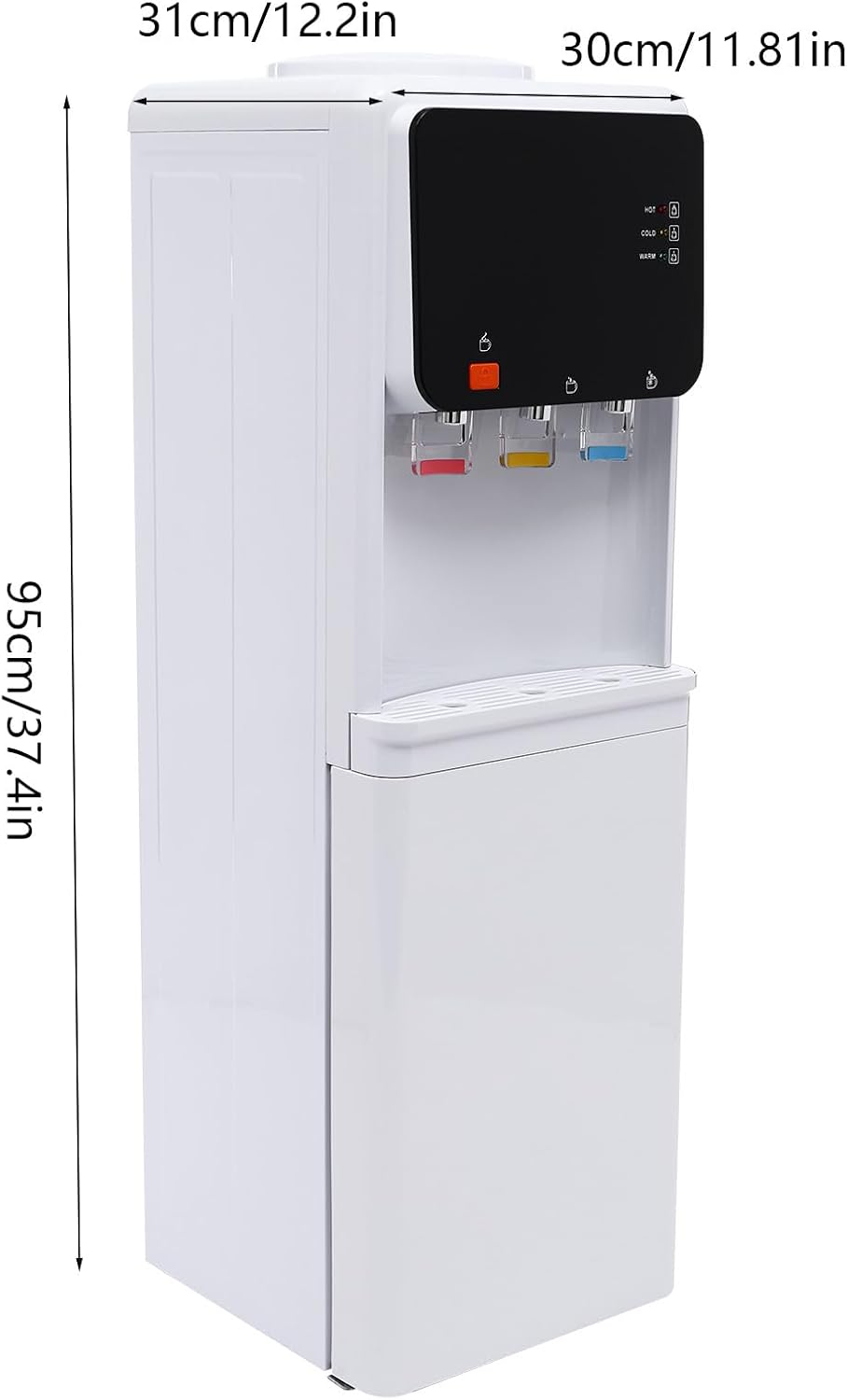 Top Loading Water Cooler Dispenser, Hot & Cold & Room Standing Water Dispenser for 1-4 Gallon Bottle, Child Safety Lock, Removable Drip Tray, Large Capacity Storage Cabinet, for Home, Office, School