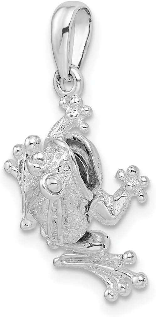 JewelryWeb 20.5mm 925 Sterling Silver Rhodium Plated Polished Bug Eyed Frog Pendant Necklace Pendant for Women