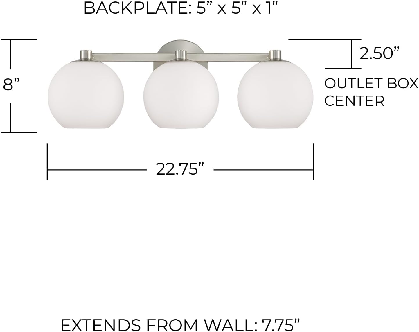HomePlace by Capital Lighting 152131BN-548 Ansley Retro/Vintage Mid-Century Art Deco Soft White Glass Bath Vanity Wall Light, 3-Light 300 Total Watts, 8' H x 23' W, Brushed Nickel
