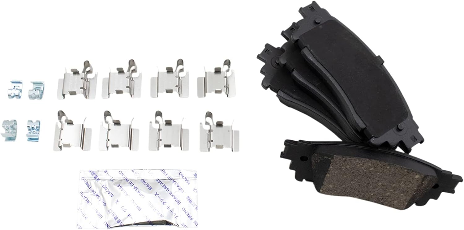 TRQ Front & Rear Brake Pad & Rotor Kit Ceramic Compatible with 21-23 Lexus ES250 19-23 ES300h ES350 19-22 UX200 UX250h Toyota Avalon 20-22 C-HR 18-23 Camry 22-23 Corolla Cross RAV4 Venza
