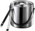 Ice Bucket Ice Bucket for Freezer Stainless Steel Ice Cube Barrel Cold Beer Barrel Double-layer Large-capacity Sealed Insulation Barrel Bar Commercial Champagne Barrel Ice Buckets Party Cooler Drink C