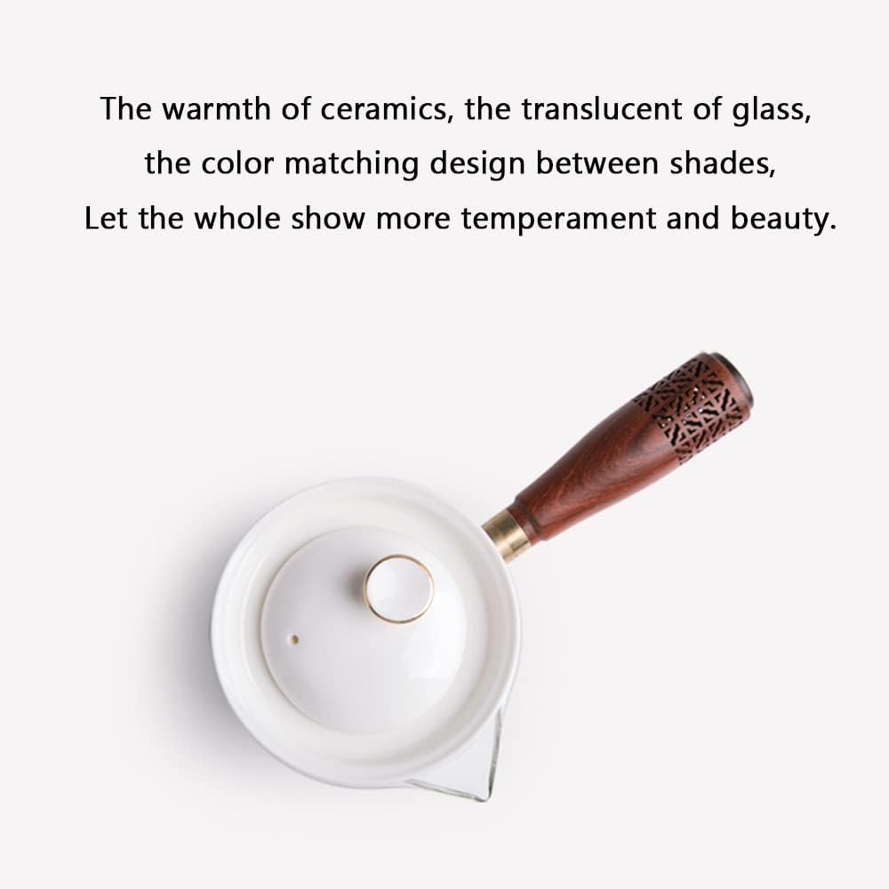Side-Handle Glass Electric Tea Stove, Stove Teapot with Filter, Teapot with Wooden Handle, Mini Office Cooking Tea Stove