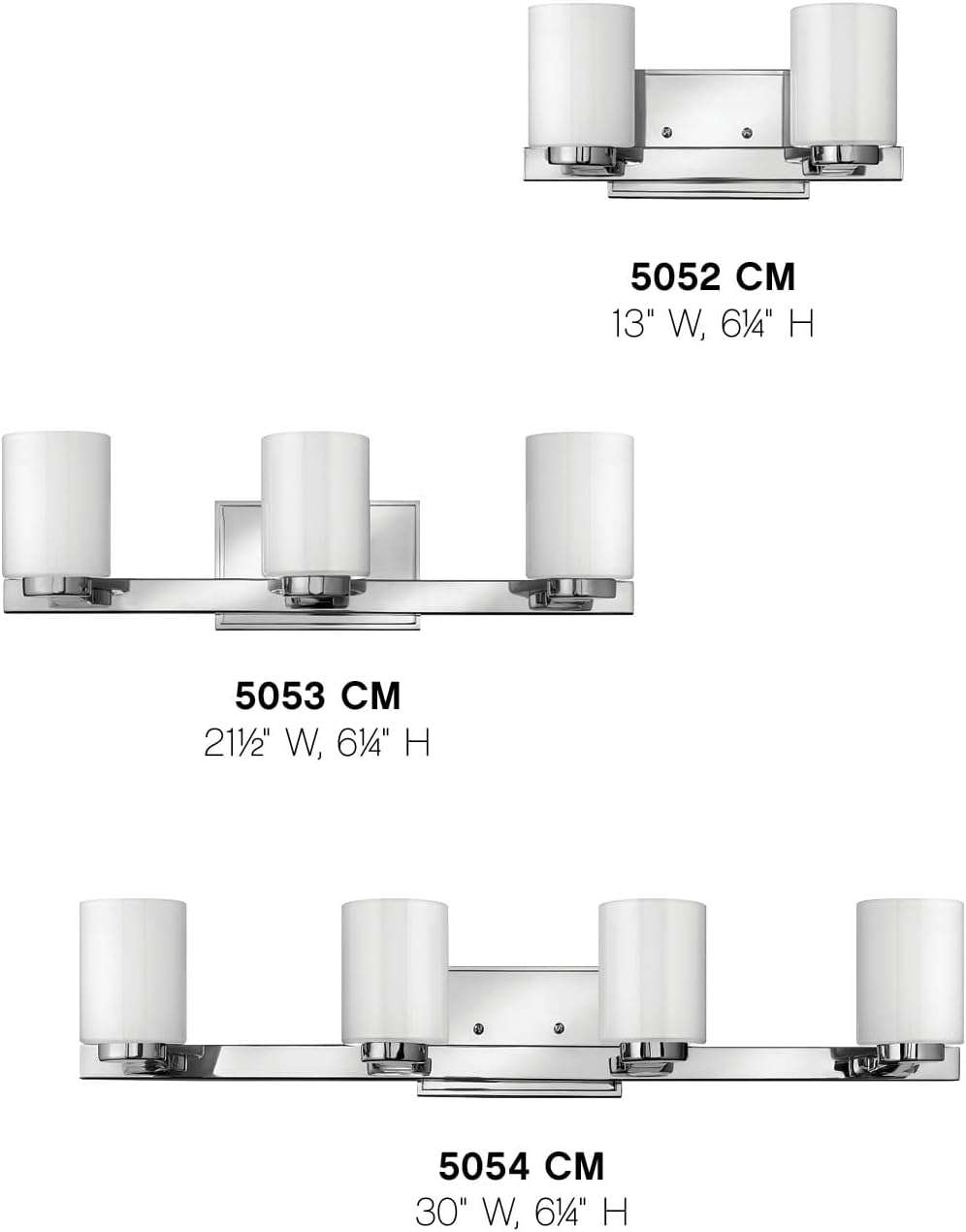 Hinkley Miley Small Two Light Bathroom Vanity Fixture, Cased Opal Glass Shades, Transitional, Chrome