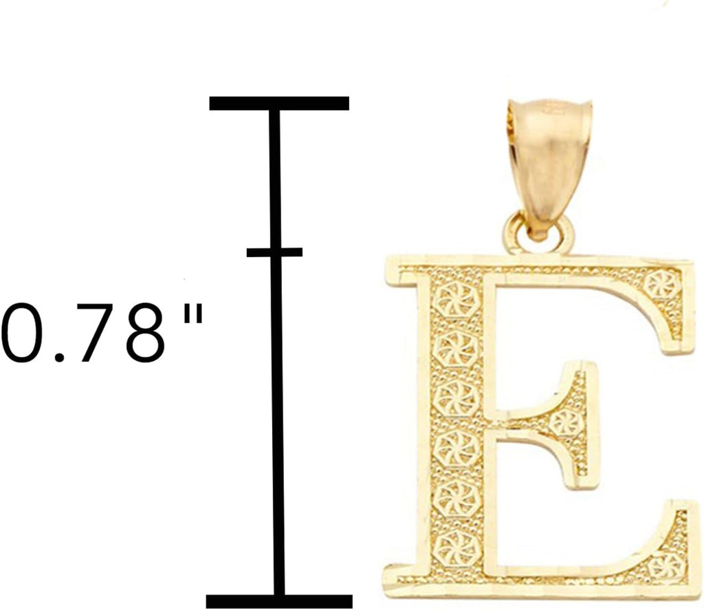 LoveBling 10K Yellow Gold Diamond Cut A to Z Alphabet Initial Letter Charm Necklace Pendant (Small Size)