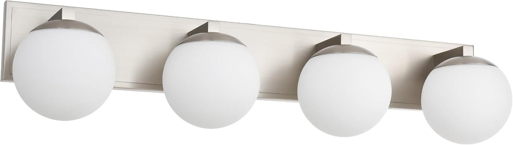 Bathroom Vanity Light Fixtures, 4-Light Globe Bathroom Lighting Fixtures Over Mirror, Modern Wall Lights for Living Room, Long Backplate, Standard E26 Base, Brushed Nickel