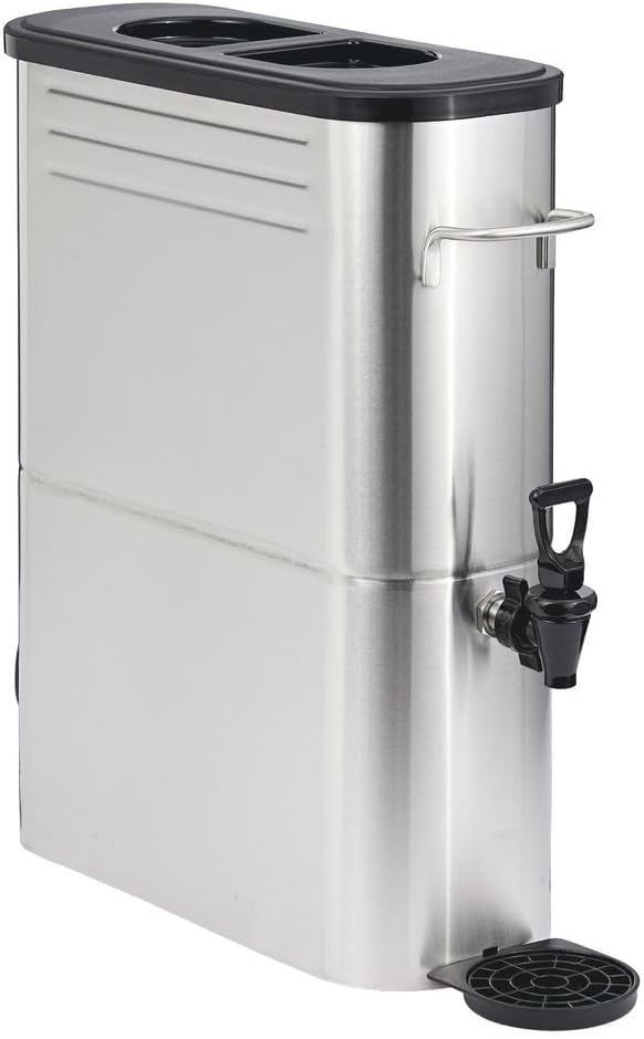Hubert 5 Gallon Stainless Steel Beverage Dispenser, Slim Profile, Commercial Ice Tea and Lemonade Dispenser for Caterers, Cafes, Bakeries, Offices, Hotels