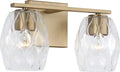 Capital Lighting 145321AD-525 Lucas Transitional Wavy Embossed Glass Vanity Lights for Bathroom, 2-Light 200 Total Watts, 8' H x 14' W, Aged Brass