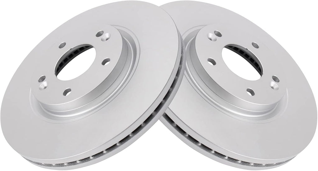 TRQ Front Ceramic Brake Pad and Rotor Set Coated 11.81 in 5-Lug for 2010-2012 Hyundai Santa Fe 2011-2013 Kia Sorento with 300mm Front Rotors Models