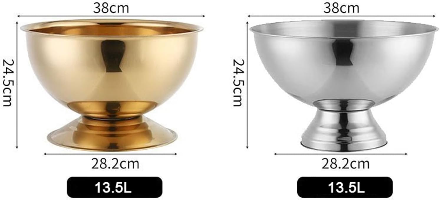 Ice Buckets 13.5L Stainless Steel Insulated Metal Ice Bucket, Large Ice Buckets for Parties, Beverage Tub/Ice Bucket Champagne Buckets for Business and Family Party Insulated Ice Bucket ( Color : Gold
