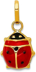 JewelryWeb 14k Yellow Gold Polished Enameled Ladybug Charm 10x6mm Pendant Necklace for Women