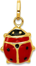 JewelryWeb 14k Yellow Gold Hollow Polished Enameled Ladybug Charm 13x9mm Pendant Necklace for Women