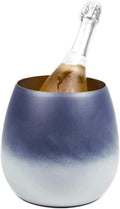 Gradient Blue & White Stainless Steel Wine Chiller – Large Capacity Champagne & Wine Ice Bucket, Double-Wall Insulated Beverage Tub for Home Bar, Parties, and Wedding Decor