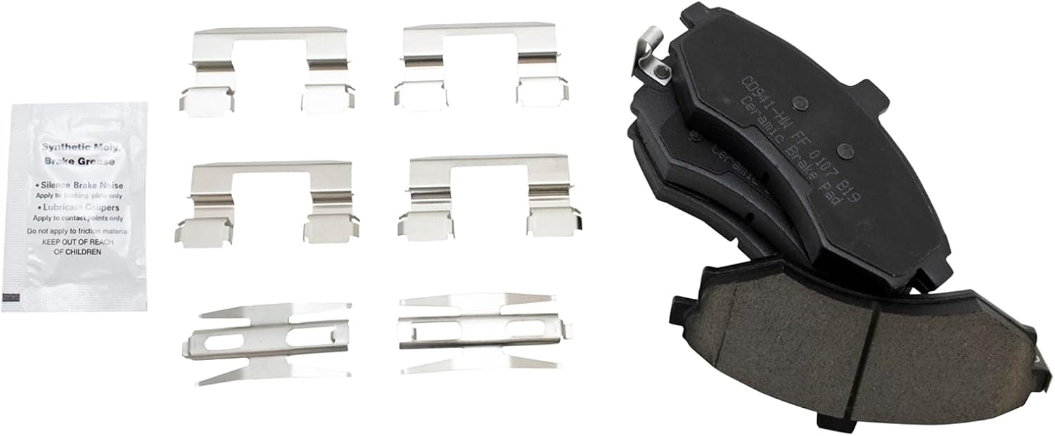 TRQ Front and Rear Ceramic Brake Pad and Rotor Set Compatible with 2002-2005 Hyundai Elantra