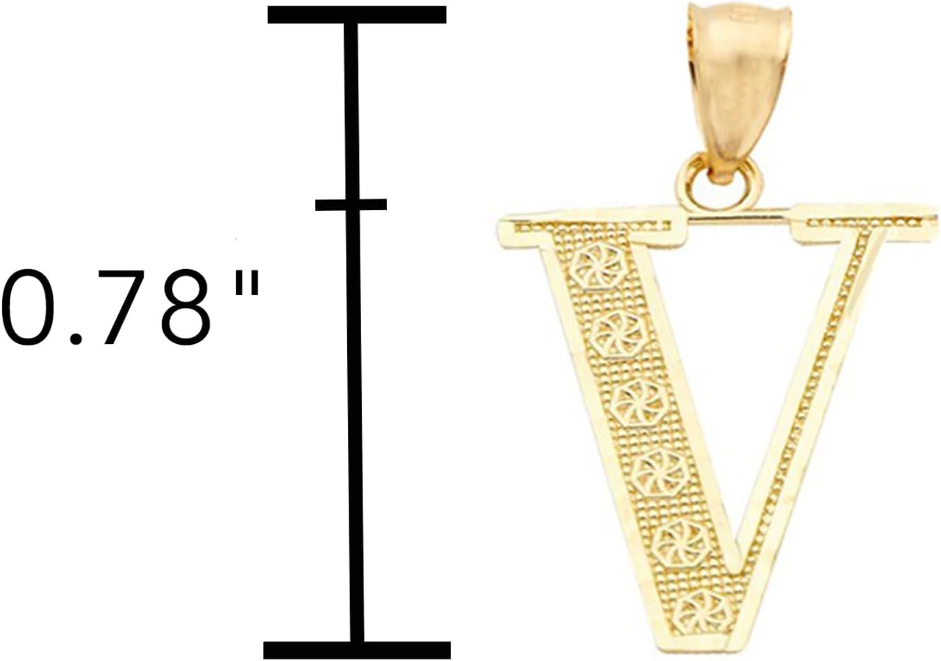 LoveBling 10K Yellow Gold Diamond Cut A to Z Alphabet Initial Letter Charm Necklace Pendant (Small Size)