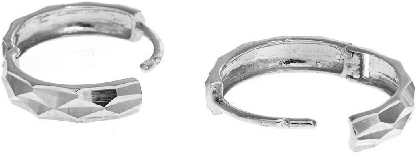 Ritastephens 14k White Gold Hoop Earrings for Women 2x12mm Diamond-Cut Design Hypoallergenic & Nickel-Free Every day classic elegant and comfortable wear 14K gold Huggie Hoop Earrings