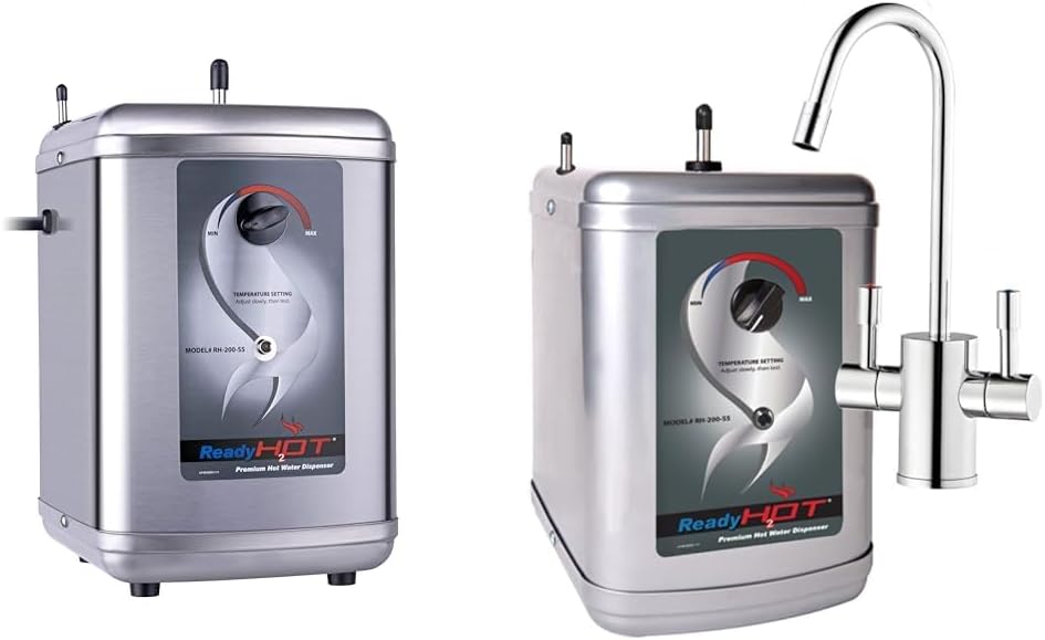 Ready Hot Instant Hot Water Dispenser System with 40-RH-200-SS 2.5 Quart Stainless Steel Tank Only and 41-RH-200-F560-CH 2.5 Quart Stainless Steel Tank with Dual Lever Hot and Cold Water Faucet Bundle