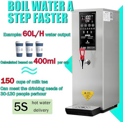 8L Commercial Electric Hot Water Dispenser - Stainless Steel Countertop Boiler for Restaurant, Hotel & Office - Large Capacity Water Pot, Black Hot Water Machine