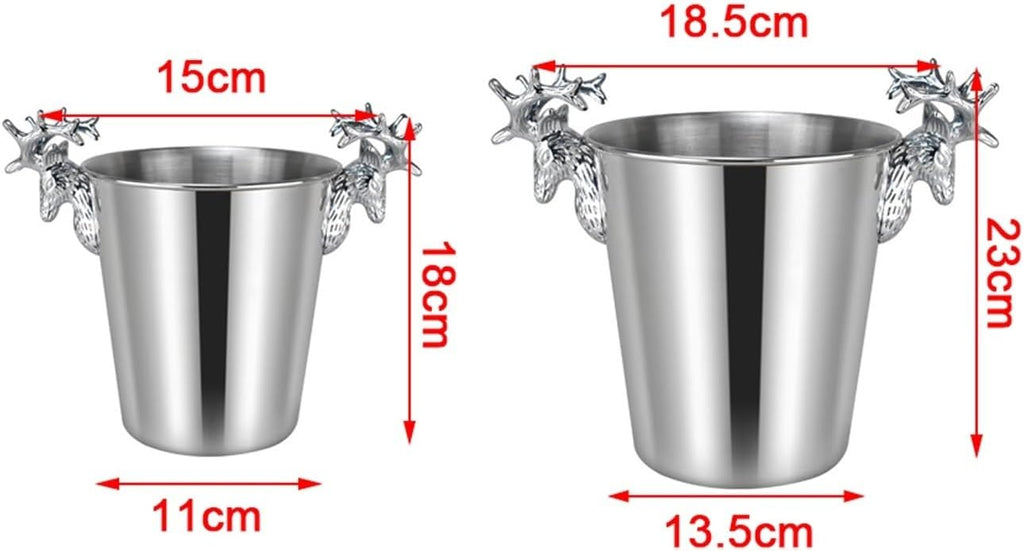 Ice Container Silver Stainless Steel Metal Ice Buckets for Parties, Insulated Ice Bucket with Handles for Beer, Wine, Champagne, Home Decor, Table Centerpieces, Wedding Decorations Ice Buckets for Bar