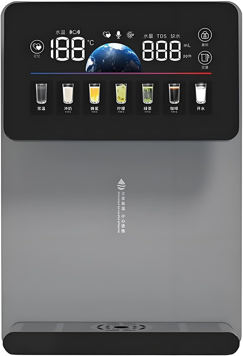 Wall Mounted Instant Heat Office Water Cooler, Countertop Water Dispenser with Child Locks, Adjustable 5 Temp 5 Water Volume Dispense(Gray)