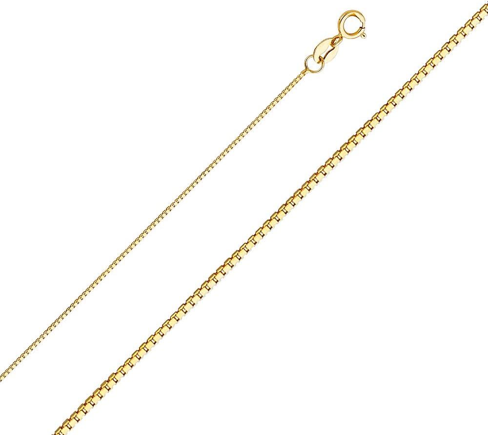 Ioka 14K Yellow Gold Lady Bug Colored Enamel Lucky Charm Pendant with 0.6mm Box Chain Necklace