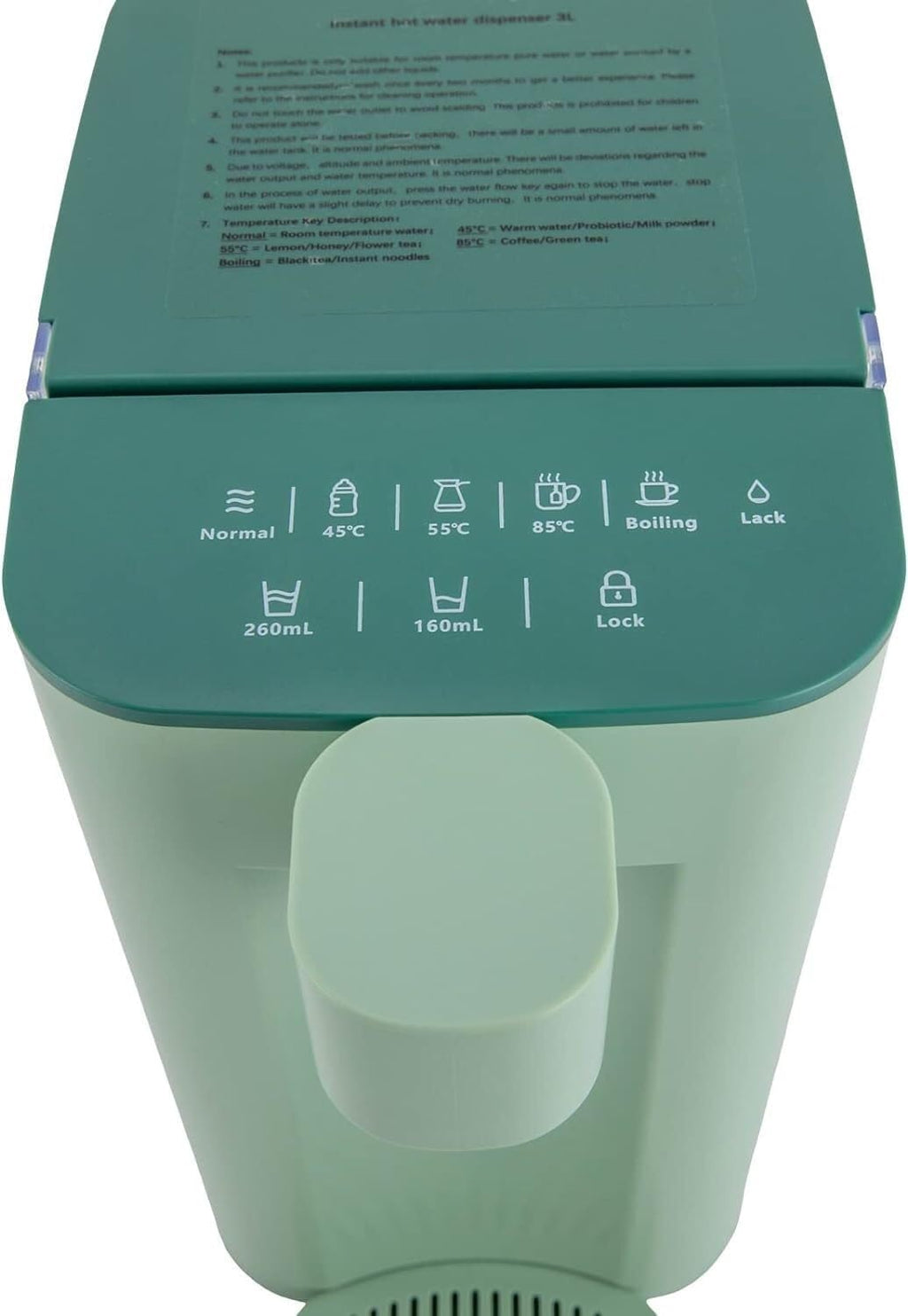 Electric Hot Water Pot Urn, Instant Hot Water Dispenser with Adjustable 5 Temperatures for Making Tea, Coffee, Hot Milk, 3L Water Tank Capacity/Green