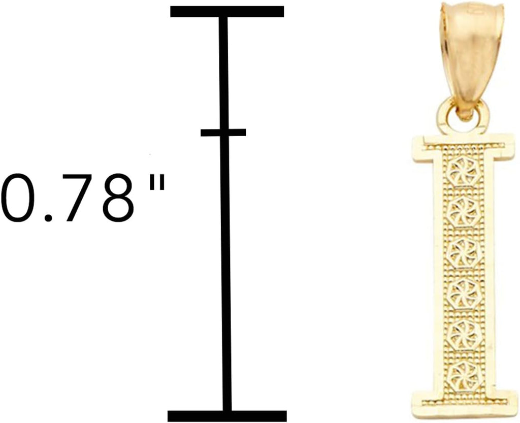 LoveBling 10K Yellow Gold Diamond Cut A to Z Alphabet Initial Letter Charm Necklace Pendant (Small Size)