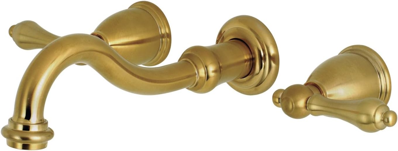 Kingston Brass KS3127AL 8-Inch Center Wall Mount Bathroom Faucet, Brushed Brass