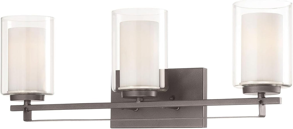 Minka Lavery 6103-172 Parsons Studio Vanity Bath Light, 3-Light, 300 Total Watts, 24-in H x 8.75-in W, Smoked Iron