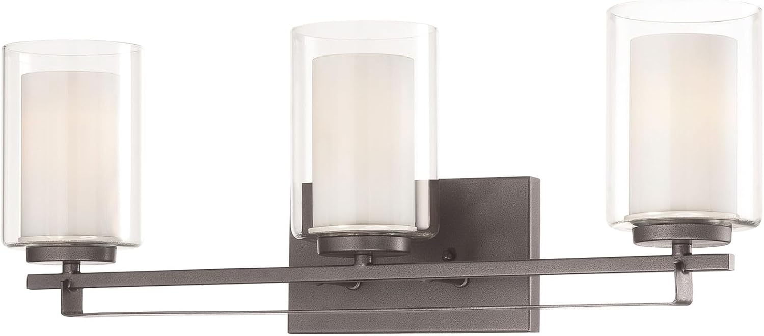 Minka Lavery 6103-172 Parsons Studio Vanity Bath Light, 3-Light, 300 Total Watts, 24-in H x 8.75-in W, Smoked Iron