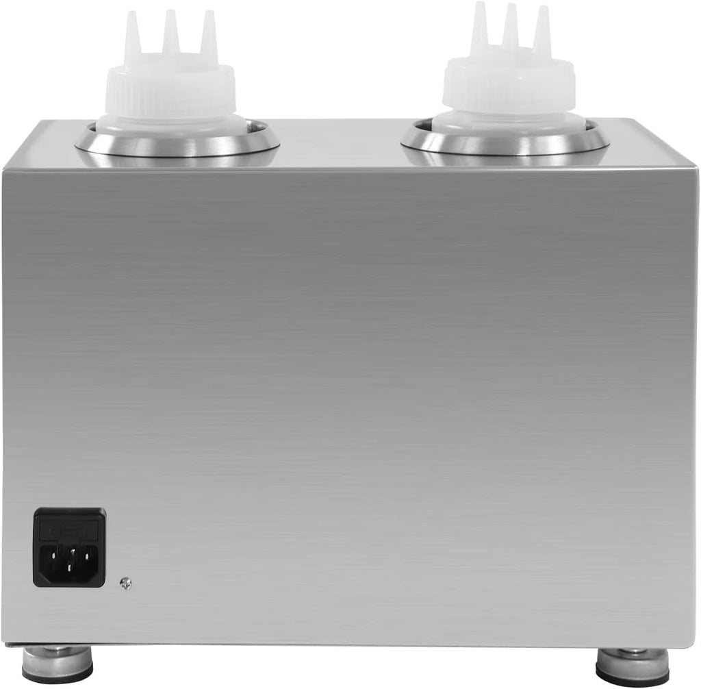 Commercial Electric Sauce Warmer Heater, 2 Grids Countertop Food Sauce Dispenser Heater, Jam Cheese Chocolate Caramel Sauce Heat Preservation Machine 86-185 ℉ 650ml (2 Bottles)