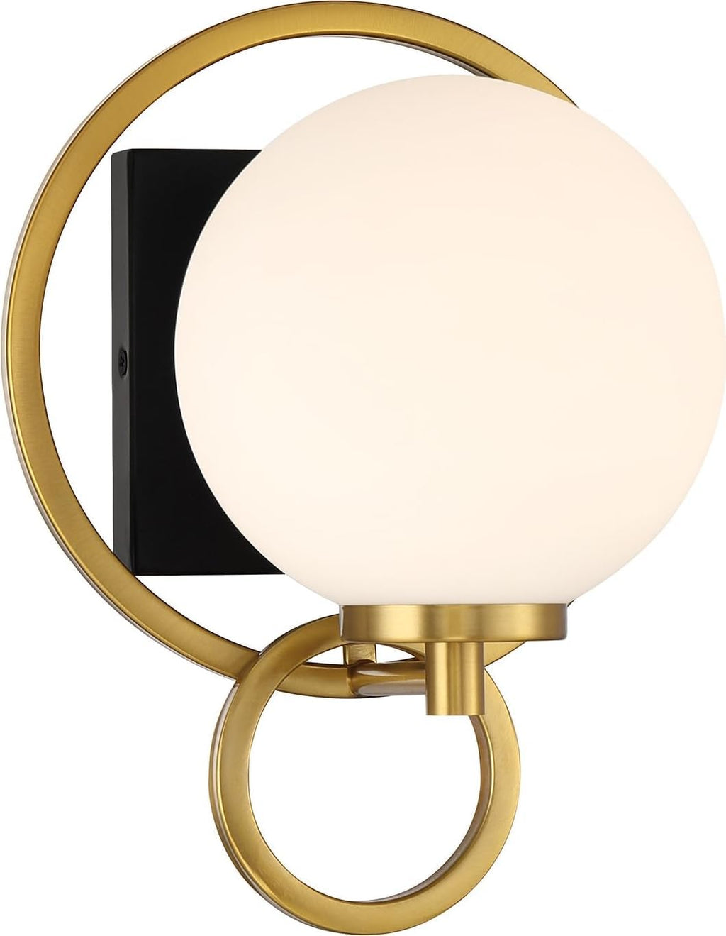 Savoy House 9-6180-1-143 Alhambra Vintage Mid-Century Modern Soft Frosted Glass Wall Sconce, 1-Light 60 Watt, 10' H x 8' W, Matte Black with Warm Brass