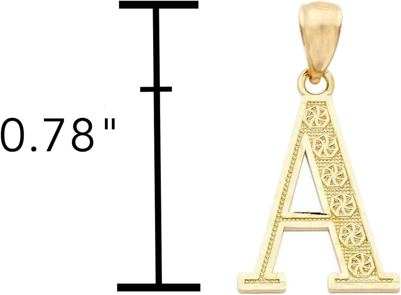 LoveBling 10K Yellow Gold Diamond Cut A to Z Alphabet Initial Letter Charm Necklace Pendant (Small Size)
