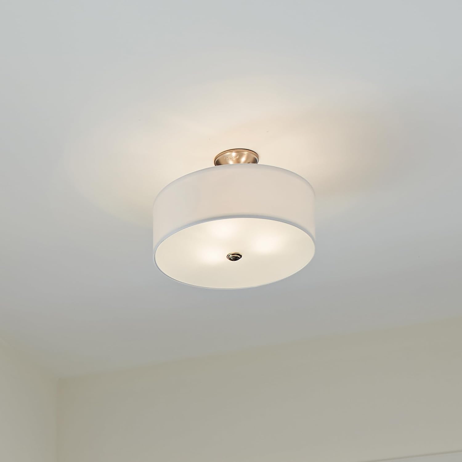 Kichler Shailene 18' Semi Flush Mount Light in Brushed Nickel, 3-Light Round Ceiling Light with Satin Etched White Diffuser, (18' W x 11.25' H), 43692NI
