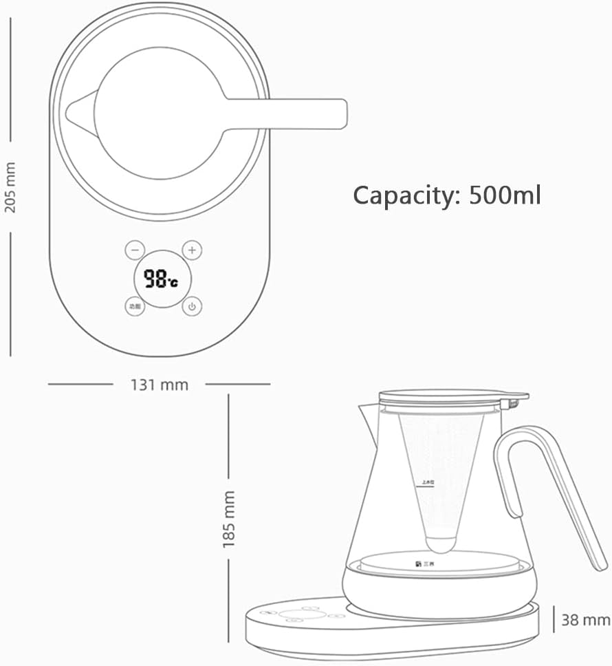 Glass Tea Maker, 500Ml Multi-Function Tea Kettle, Detachable Tea Maker, Hot Water High-Power Tea Heating Warmer,C1
