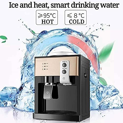 Electric Water Dispenser, Stationary Drinking Fountain Cold And Hot Water Cooler Heater For Home Office Hotel Coffee Tea Bar, One-handed Push Cup, Convenient And Safe Dispenser Water,Gold,Collector88