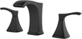 Pfister Venturi Bathroom Sink Faucet 8 in Widespread 3 Hole Matte Black Finish with 2 Handle Push & Seal Drain WaterSense Certified Vanity Faucet LF049VNBB