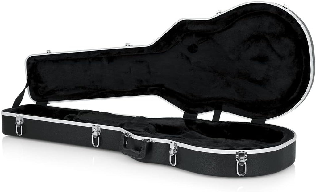 Gator GC-LPS Deluxe Molded Case for Single-Cutaway Electric Guitars such as Gibson Les Paul Guitars - Black Bundle with Cable, Strap, Picks, and Austin Bazaar Polishing Cloth