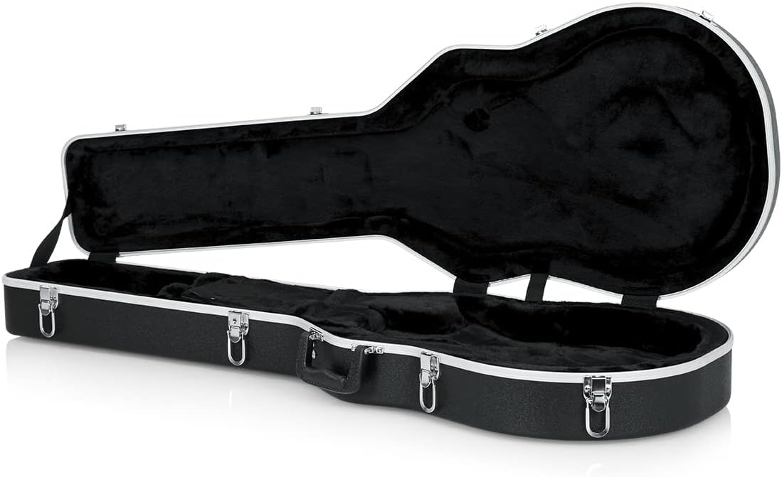 Gator GC-LPS Deluxe Molded Case for Single-Cutaway Electric Guitars such as Gibson Les Paul Guitars - Black Bundle with Cable, Strap, Picks, and Austin Bazaar Polishing Cloth